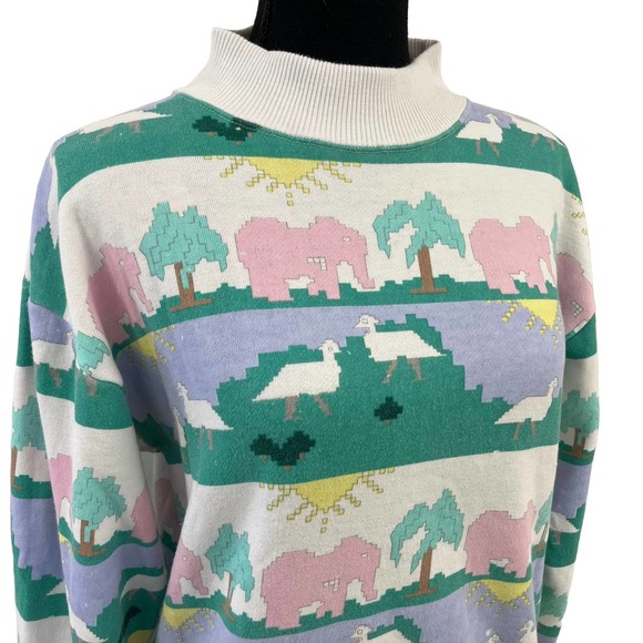 Vintage Allen Solly Pastel Kawaii Turtleneck Sweatshirt Petite Small - Picture 2 of 4